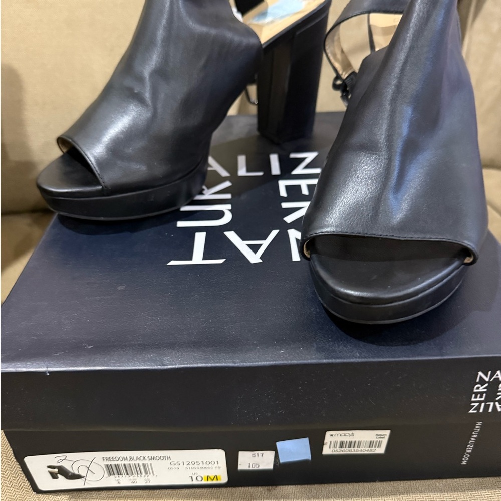Naturalizer Elegant Black Peep-Toe Heels